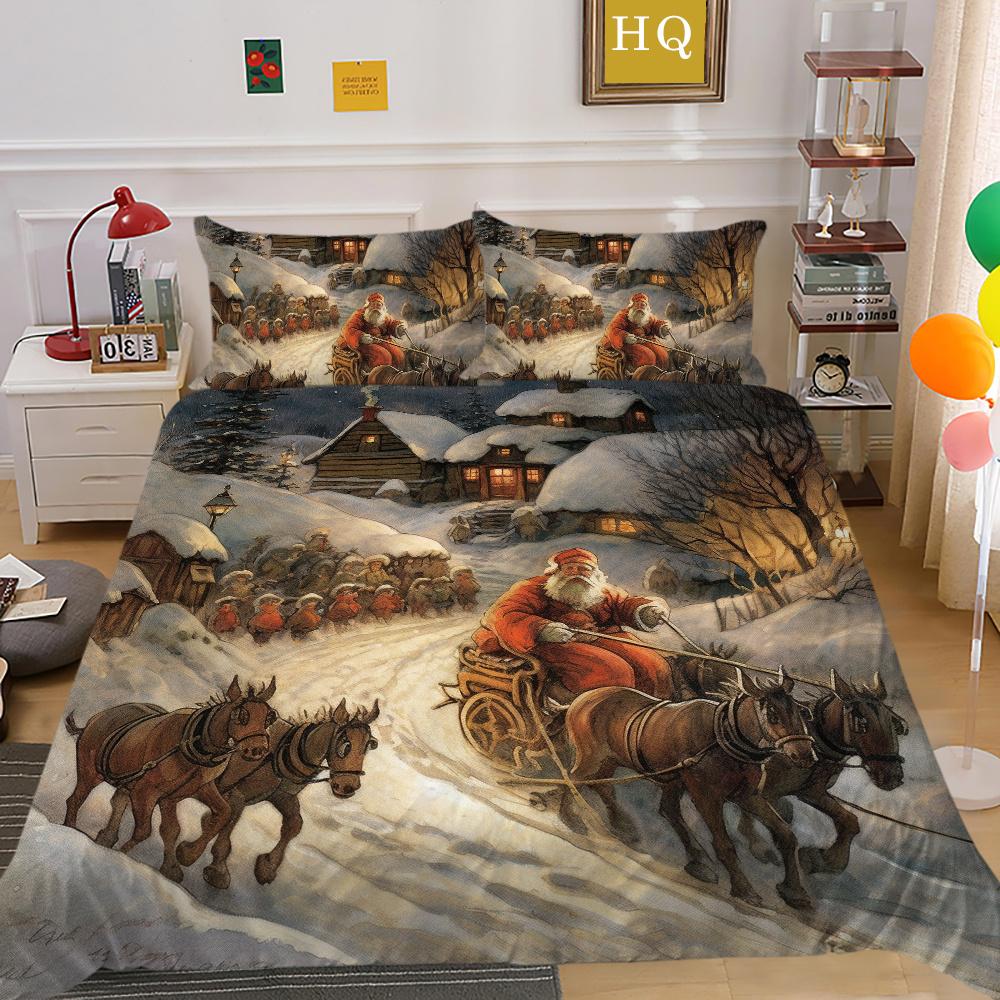 Christmas Printed Single Size Bed Set Cover Superior Highend Cartoon Design Children Teen Home Textiles