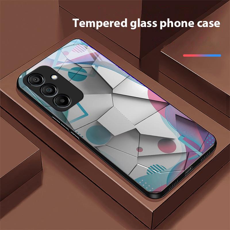 Геометрический узор для Samsung Galaxy A15 5G 54 4G 51 50 24 35 90 71 12 51 53 52S 80 22 34 Черный чехол для телефона из закаленного стекла