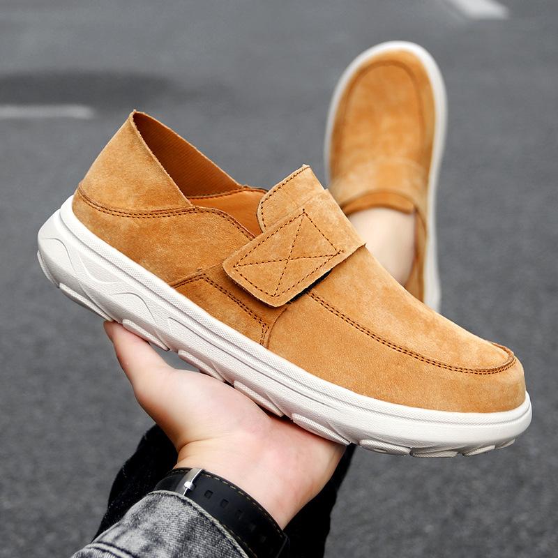2024 New Large Size Men's Shoes Leather Dude Loafers Trendy Casual Shoes Men's Velcro Lazy Shoes