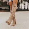 2025 Women Knee-High Boots Sexy High Heels Solid Color Women Shoes Winter Warm Flock Fashion Pointed Toe Rome Females Boots