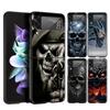 Жесткий ПК чехол для телефона Samsung Galaxy Z Flip 6 5 4 Черная крышка для Galaxy Z Flip 3 Складной Ударопрочный Capas Террор Черный Череп