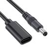 JUNSUNMAY 25cm Type-C Female to DC 5.5mm x 2.1mm Male Adapter Cable 5V 3A Power Extension Cord