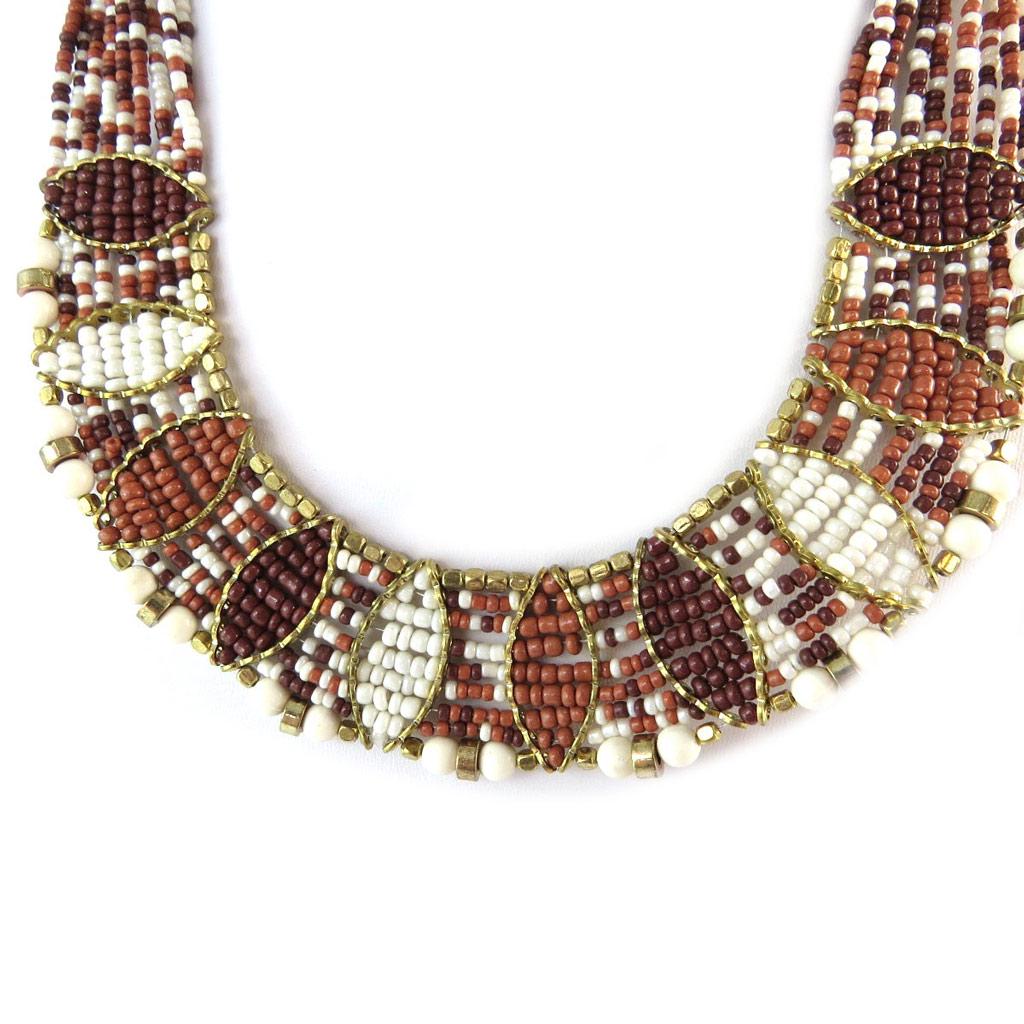 Les Trésors De Lily [N8276] - Designer Necklace 'Kilimanjaro' Brown Beige Gold