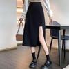 Женская юбка трапециевидной формы с запахом на бедрах и высокой талией, юбка миди с боковым разрезом, офисная женская длинная юбка больших размеров