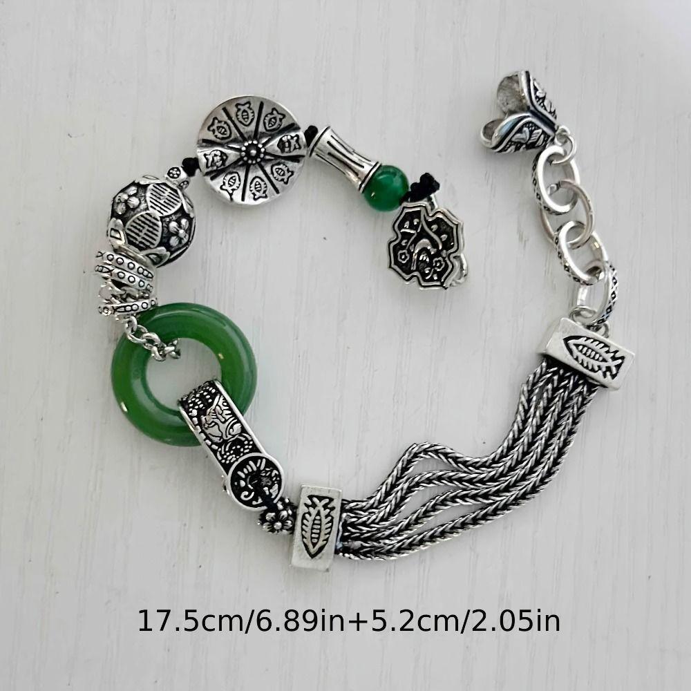 Vintage Retro Beaded Bracelet New Chinese Style Green Bangle Holiday Gifting
