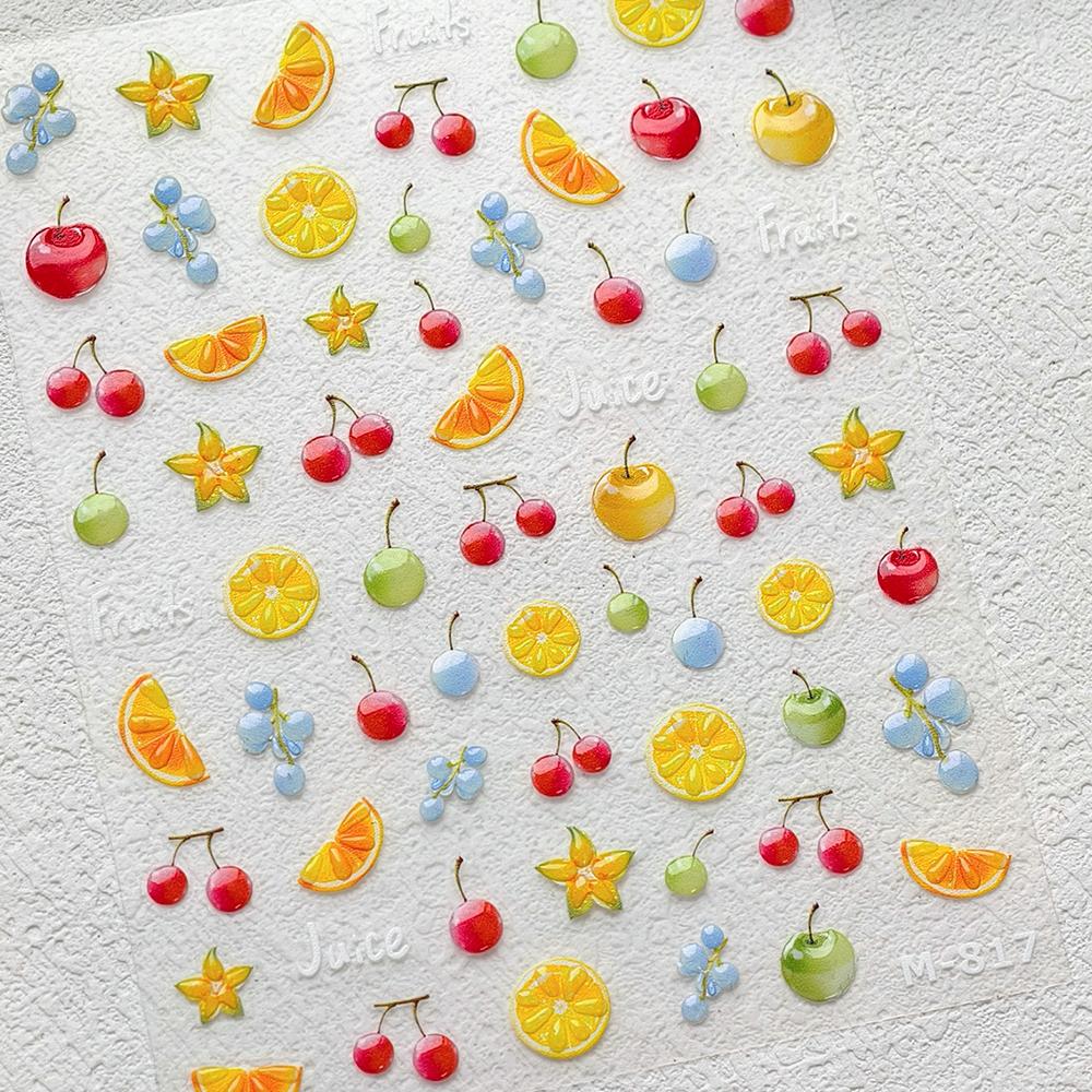 Red Tomato 5D Nail Art Sticker Jelly Mini Bowknot Stars Cute Fruit Self Adhesive Decoration Manicure Decal DIY