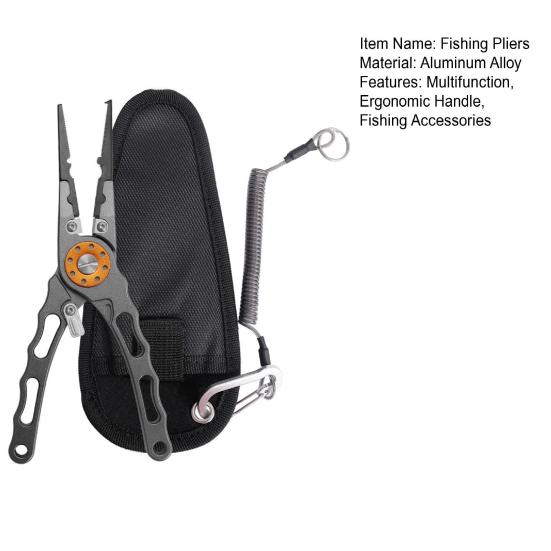 Плоскогубцы для рыбалки из алюминиевого сплава, эргономичная рукоятка, многофункциональный инструмент для открывания колец, резак для PE-лески, экстрактор крючков, ножницы для лески, рыболовные аксессуары