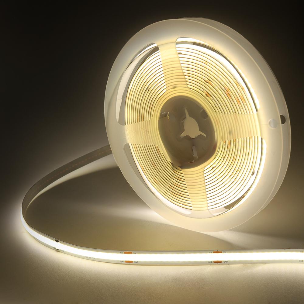 3mm 5mm 8mm Wide COB LED Strip 5V 12V 24V 320 LEDs High Density Flexible Self Adhesive Linear Lighting Tape