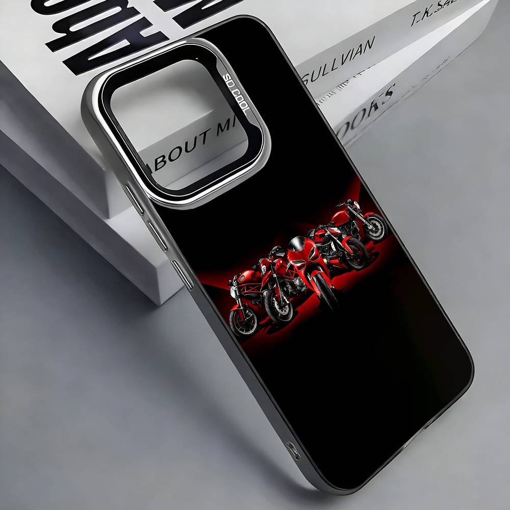 Motorcycle Racing D-Du-catis Phone Case For iPhone 17,16,15,14,13,12,11 Plus,Pro Max,Colored Silver Phone Case