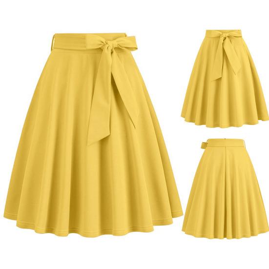 Женская юбка с поясом и узкой талией, декор с бантом, трапециевидной формы, большие качели, однотонная, с высокой талией, мягкая рюшами, летняя юбка-миди для свиданий, вечеринок
