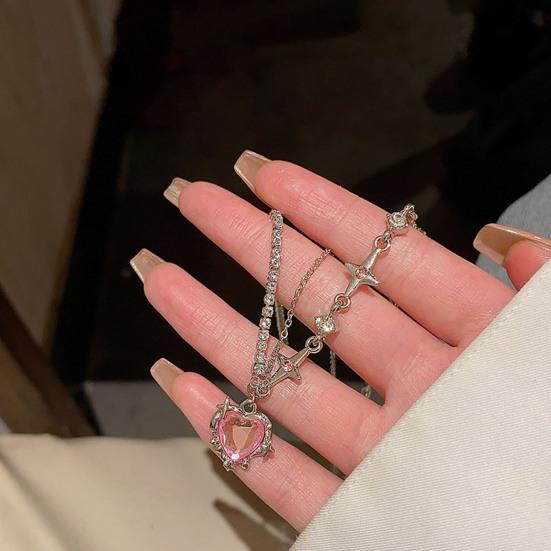 Ожерелье-чокер в стиле панк, кулон в форме сердца, блестящие стразы, звезда, асимметричная цепочка, ожерелье, ювелирное изделие, подарок