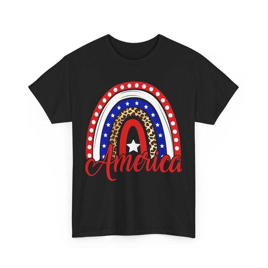 America 4th of July Shirt, Fourth of July Rainbow Women Men T-Shirt Mens Womens Tees Top