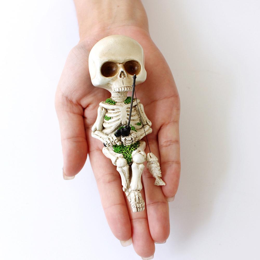 Хэллоуин скелет рыболовная фигурка смоляная статуя крытый сад вечеринка украшение на открытом воздухе декор для A3T4