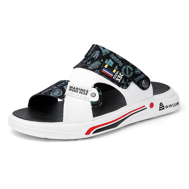Новые летние сандалии, мужская повседневная пляжная обувь, модные уличные тапочки, наружные тапочки двойного назначения, классные тапочки для вождения