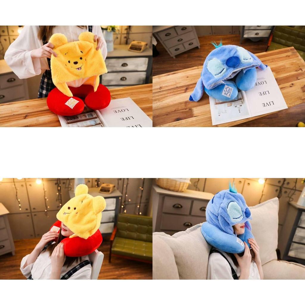 Lilo Pooh Stitch Bea Hooded Neck Pillow Stylish Cozy Cartoon Office Supplies Nap