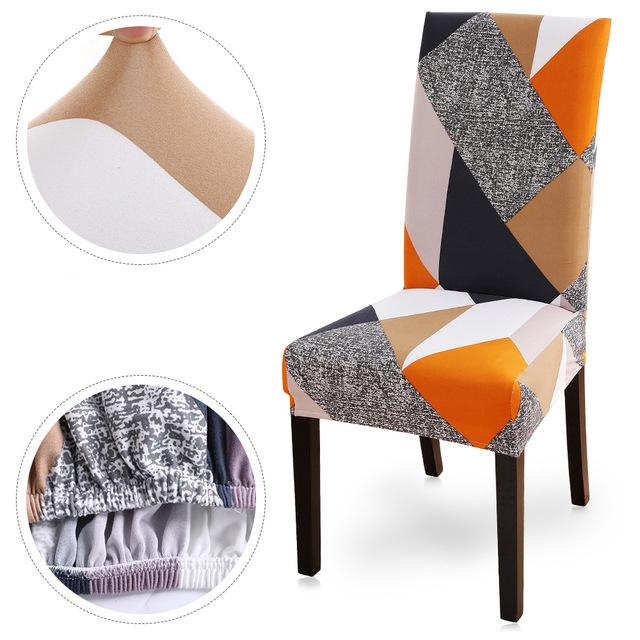 Printed Chair Cover Spandex Elastic Dining Chair Slipcover Removable Washable Chair Covers for Hotel Wedding Party Banquet Dining Room