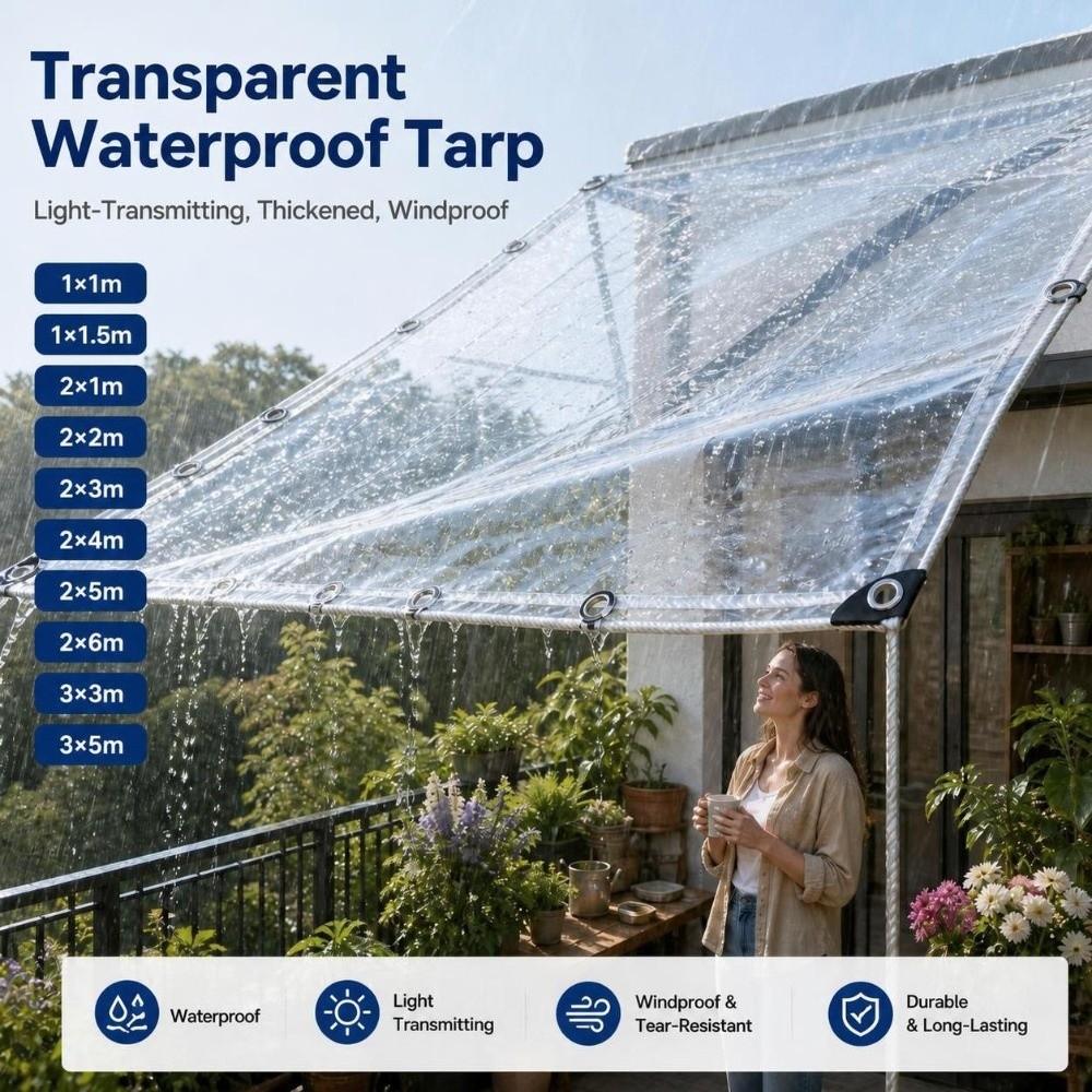 Thickened Transparent PVC Tarpaulin High-Transparency Garden Pergola Cover Succulent Plant Cover