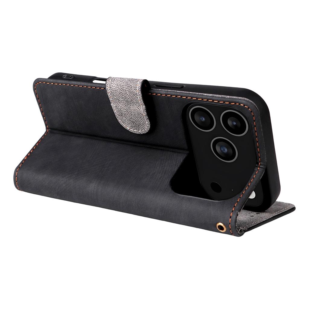 For iPhone 17 Pro Max Case Wallet RFID Blocking PU Leather Phone Cover Stand with Strap