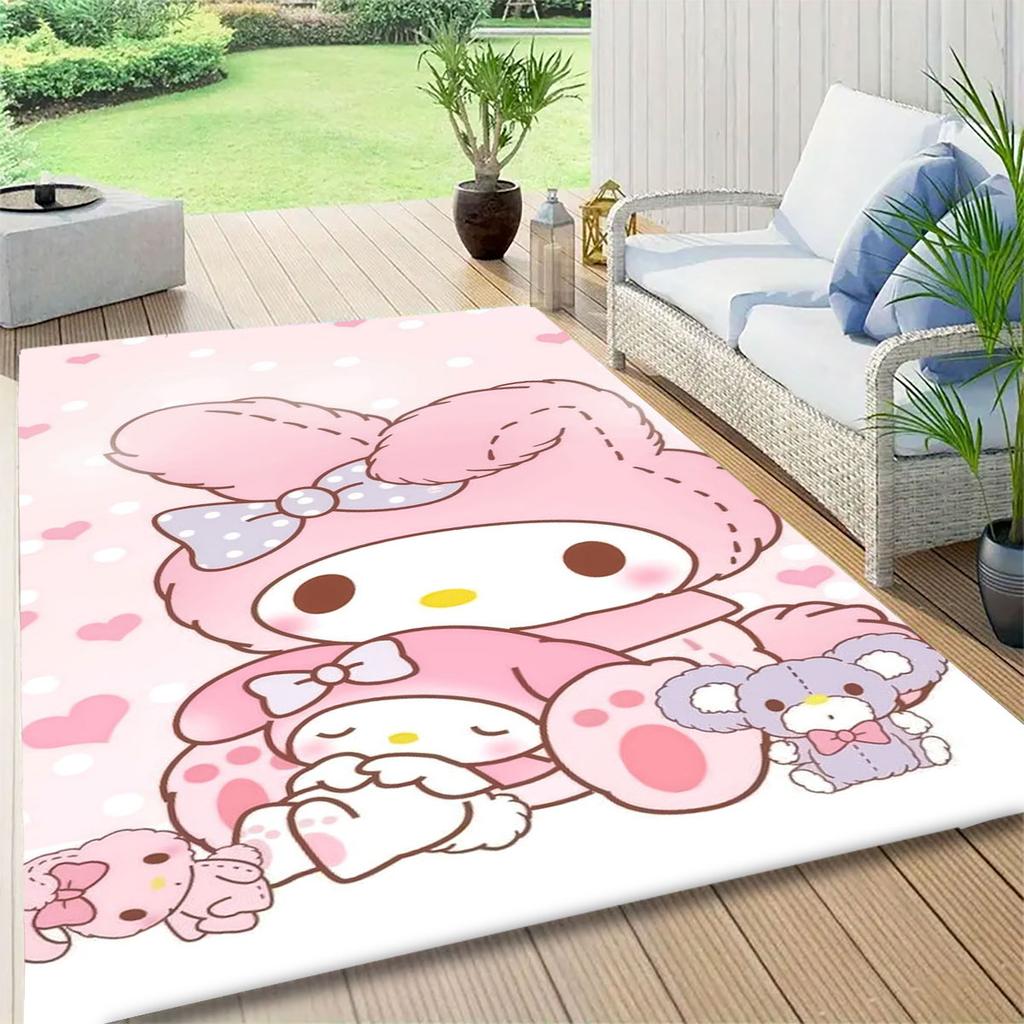 Cinnamoroll, My Melody, and Twin Stars print rug, floor protector mat. Cute cartoon decorations for the bedroom/children's room.
