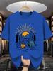 Mountain Camping Scene Unisexs Crew Neck T Shirt Tent Campfire Sun Forest Graphic Short Sleeve Tee Casual Male Street Tops