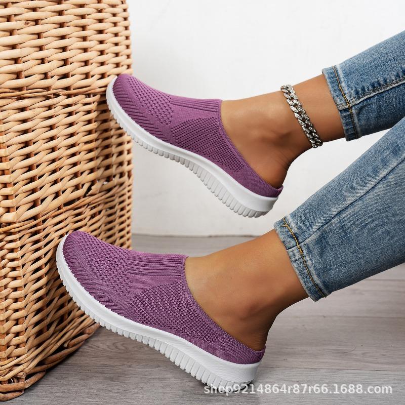 Spring New Comfortable and Versatile Breathable Non-slip Soft-soled Women's Shoes Half-drag Lazy One-pedal Casual Women's Mesh Shoes