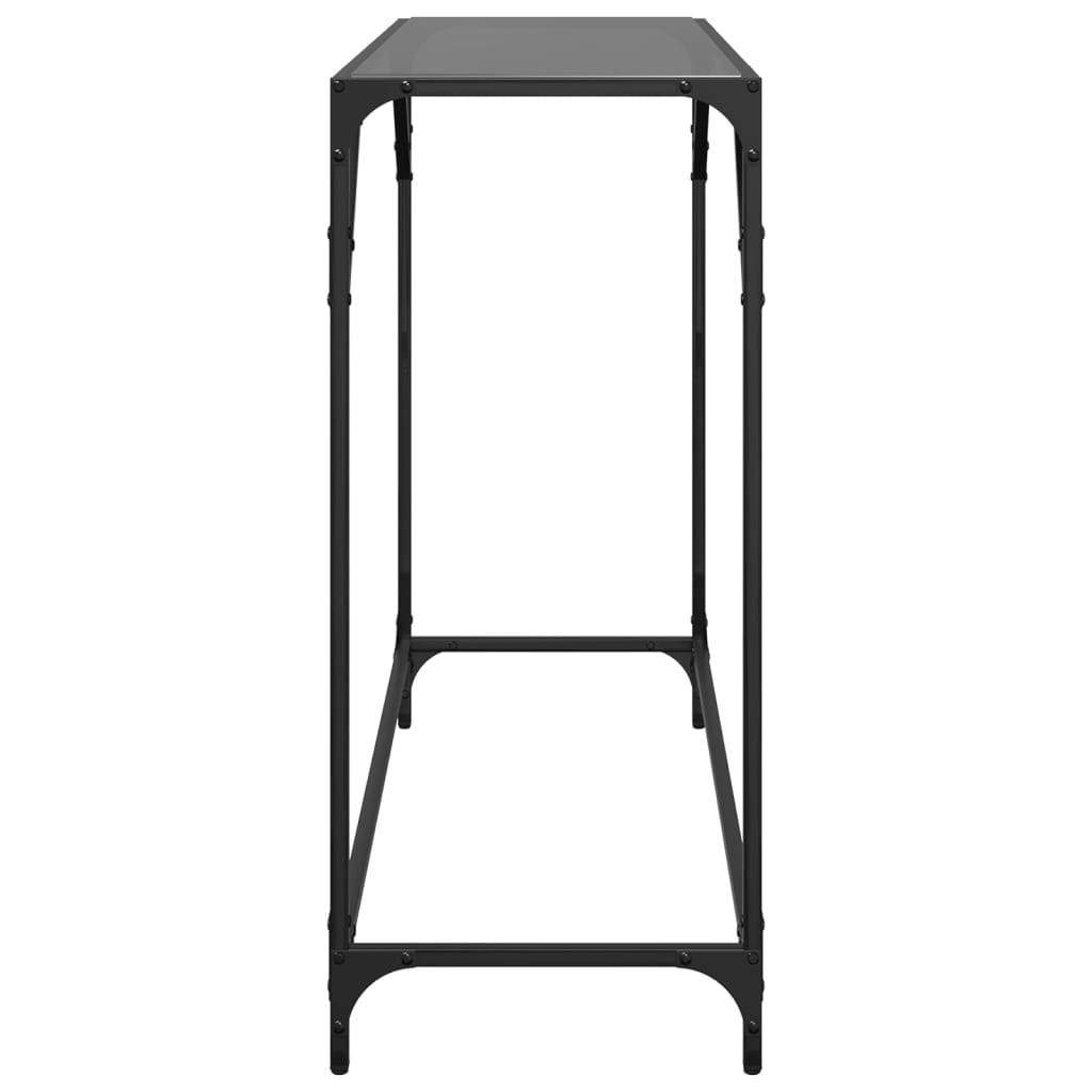 Console Table with Glass Top Black 98 x 35 x 81 cm Steel