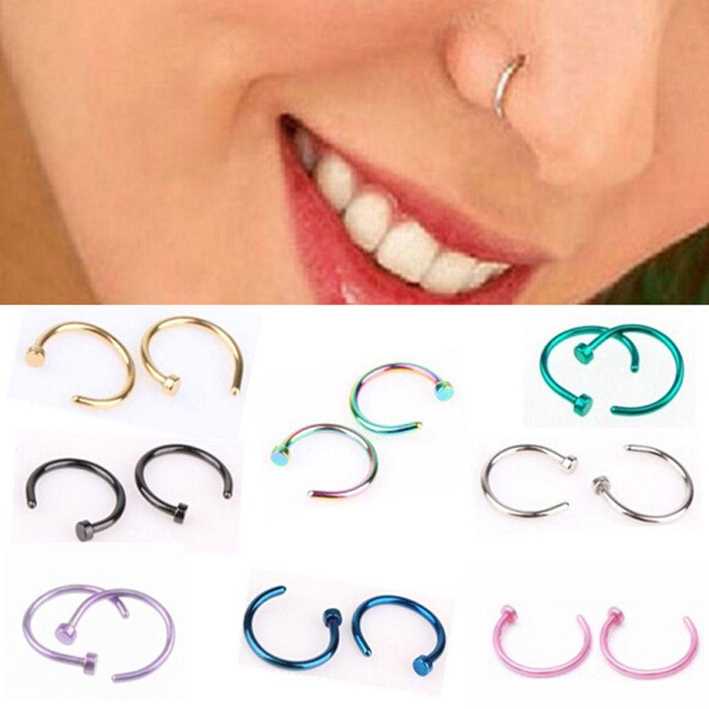3/5/10PCS 8mm Fake Hoop Clip On Nose Ring Body Jewelry Non Piercing Nostril Hoop