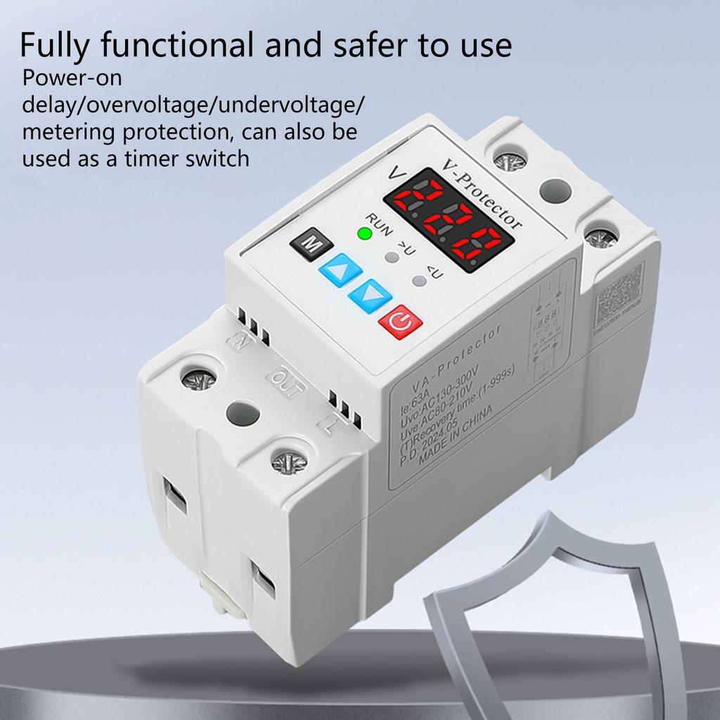 Digital Resettable Over & Under Voltage Protector Digital Voltage Protections Device Plastic for Home & Industrial Use