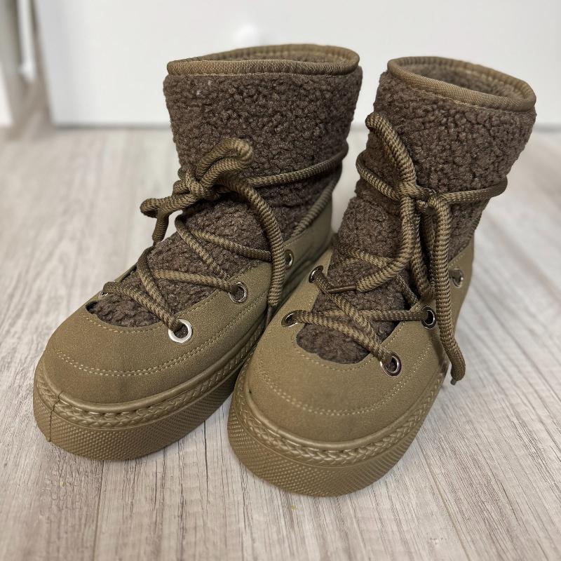 Зимние ботинки большого размера на толстой подошве со шнуровкой крест-накрест, новые утепленные женские ботинки средней длины до колена для осени и зимы
