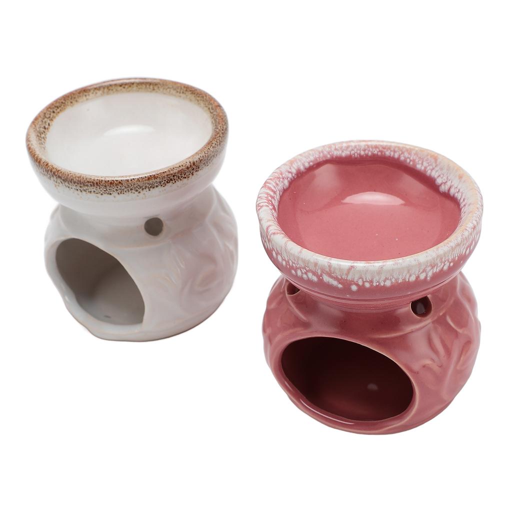 2 Pcs Ceramic Tealight Candle Holder Wax Warmer Long Lasting Essential Oil Burner Incense Diffuser