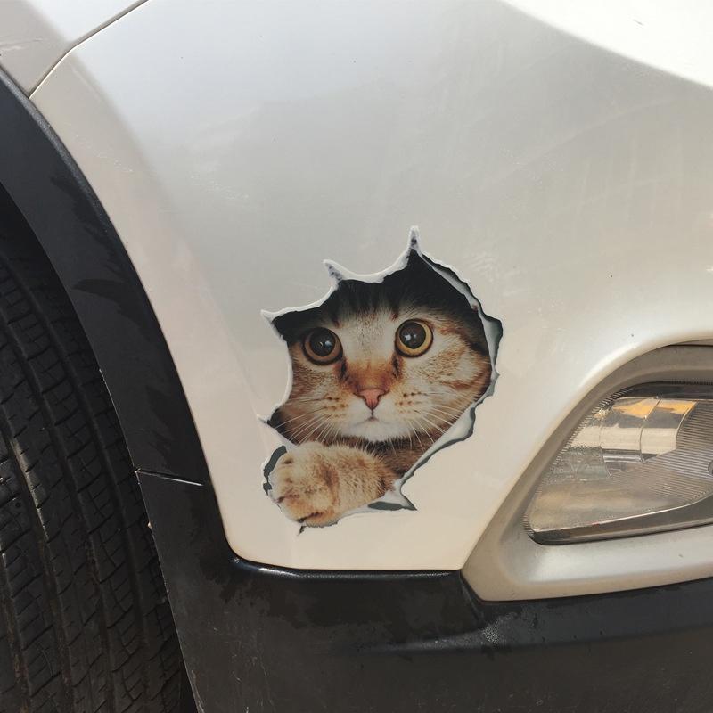 Забавная наклейка на кузов автомобиля Симпатичные 3D наклейки с изображением кота из мультфильма