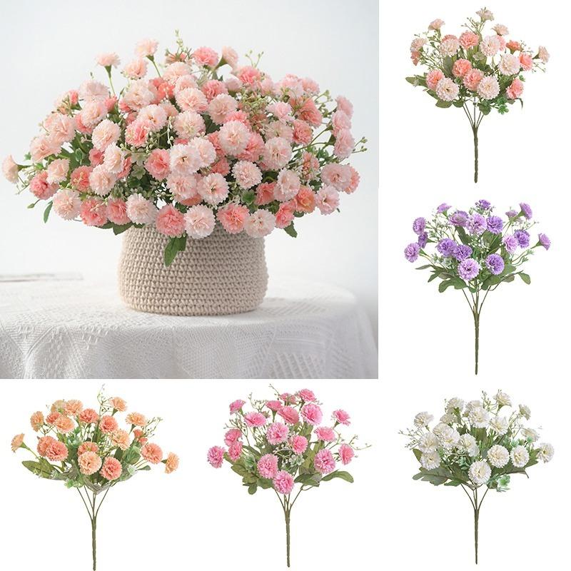 20 Heads Carnation Bouquet Artificial Flowers Bride Wedding Home Decoration Fake Flowers Faux