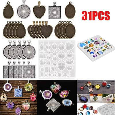 31 шт DIY силиконовые формы из смолы формы для подвесок ювелирные изделия кристалл ремесло комплект для изготовления ювелирных изделий