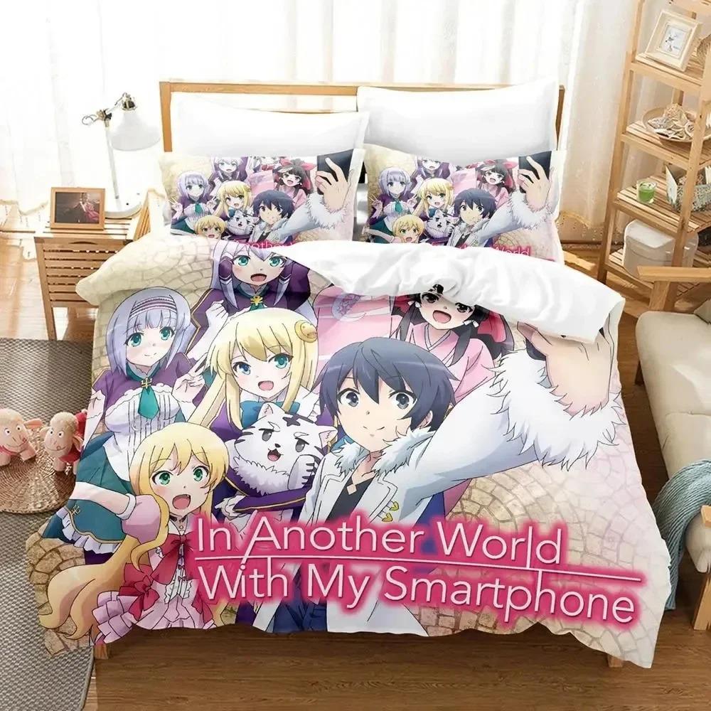 In Another World with My Smartphone Bedding Set Duvet Cover Bed Set Quilt Cover Pillowcase Comforter King Queen Size Boys Adult