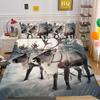 Christmas Snow Elk 3D Printed Polyester Pillowcase Quilt Cover Two Or Three Piece Set Available
