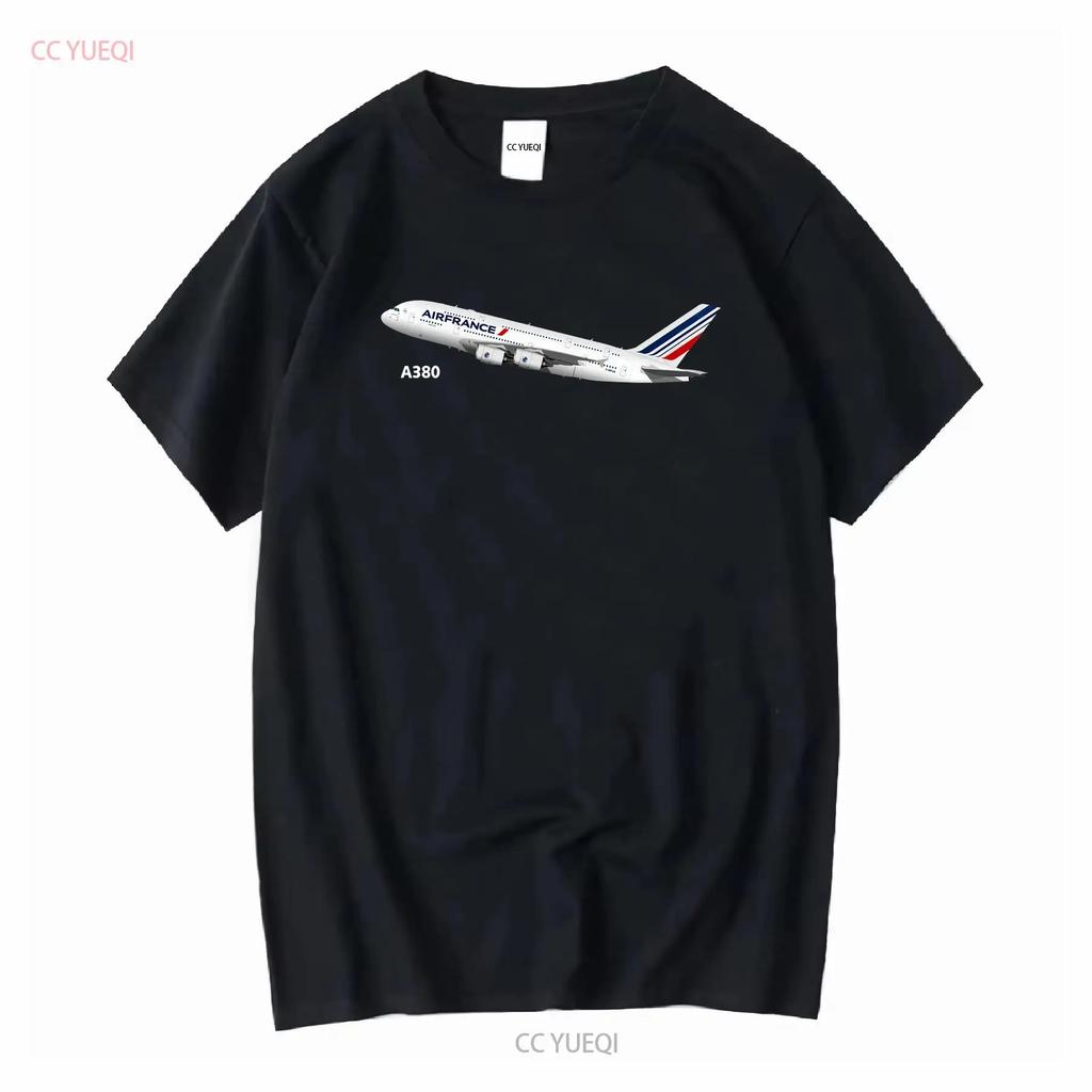 Аэроклассик Футболка с принтом Аэробус A380 Air France Вдохновленная Ливреей Длинный или Короткий Рукав Винтажная Стирка Дышащая Графическая