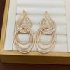 Full Diamond Geometric Line Earrings Elegant Classic Circle Ladies Premium Exaggeration Shiny Bridal Earrings Vacation Style