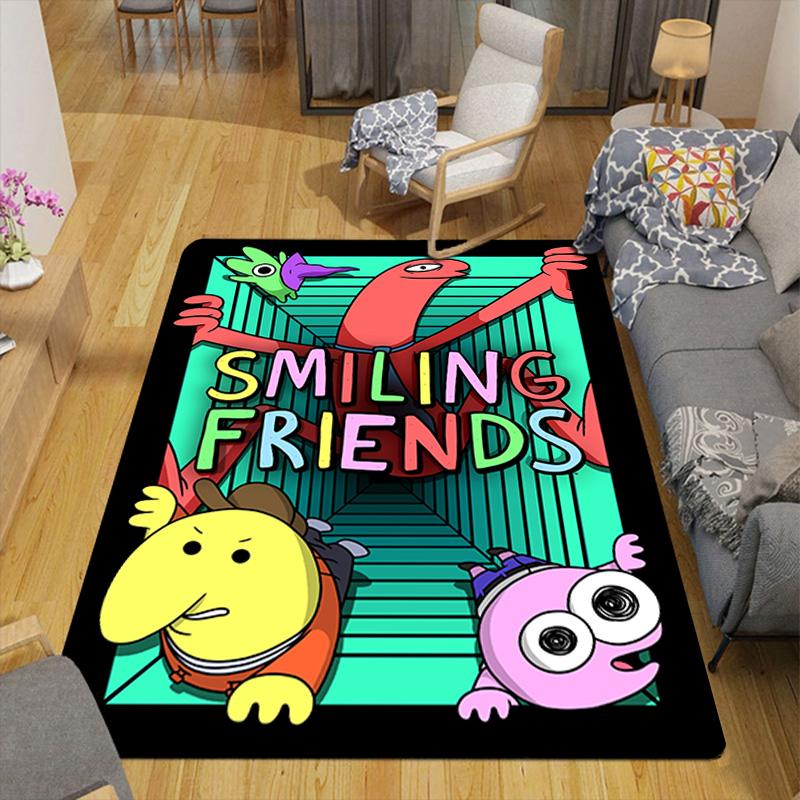 Anime Smiling Friends Rug Floor Mat for Living Room or Bedroom Soft and Comfortable Carpet a Gift for Birthday and Holiday.