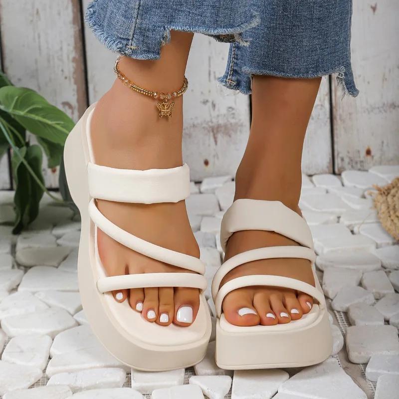 Fashion 2025 High Quality Shoes Female Open Toe Women's Slippers Platform Outdoor Slippers Women Solid Wedges Casual Women's Sandals