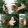 1pcs Christmas Ornaments Cute Realistic Squirrel Xmas Tree Hanging Pendants Christmas Home Decoration 2026 New Year Kids Gifts