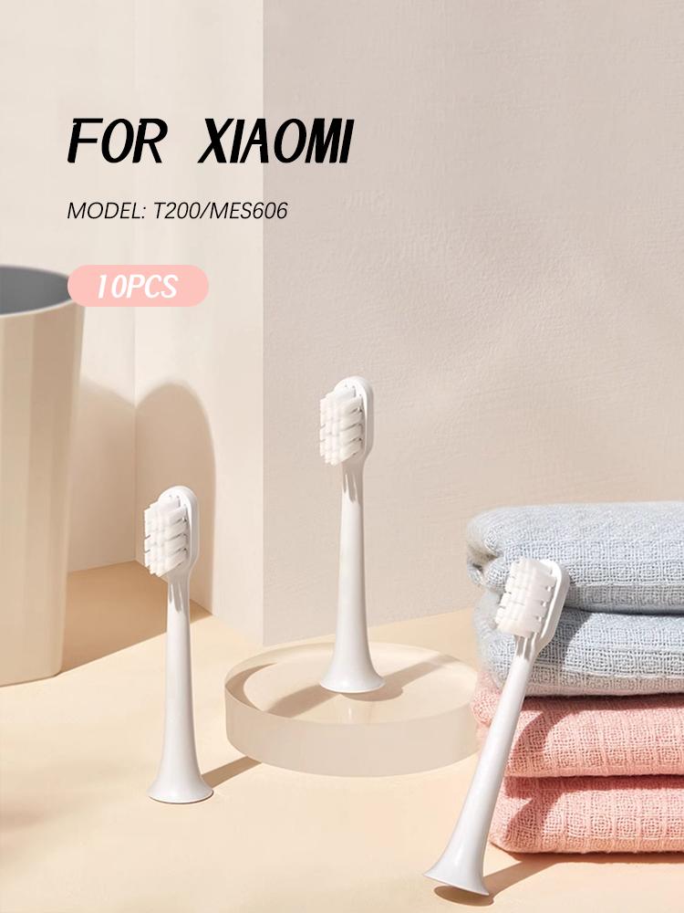 Сменные насадки для щеток для XIAOMI T200, 10 шт., белые/синие, глубокие, мягкие, насадки DuPont для чистки щетины, электрические зубные щетки