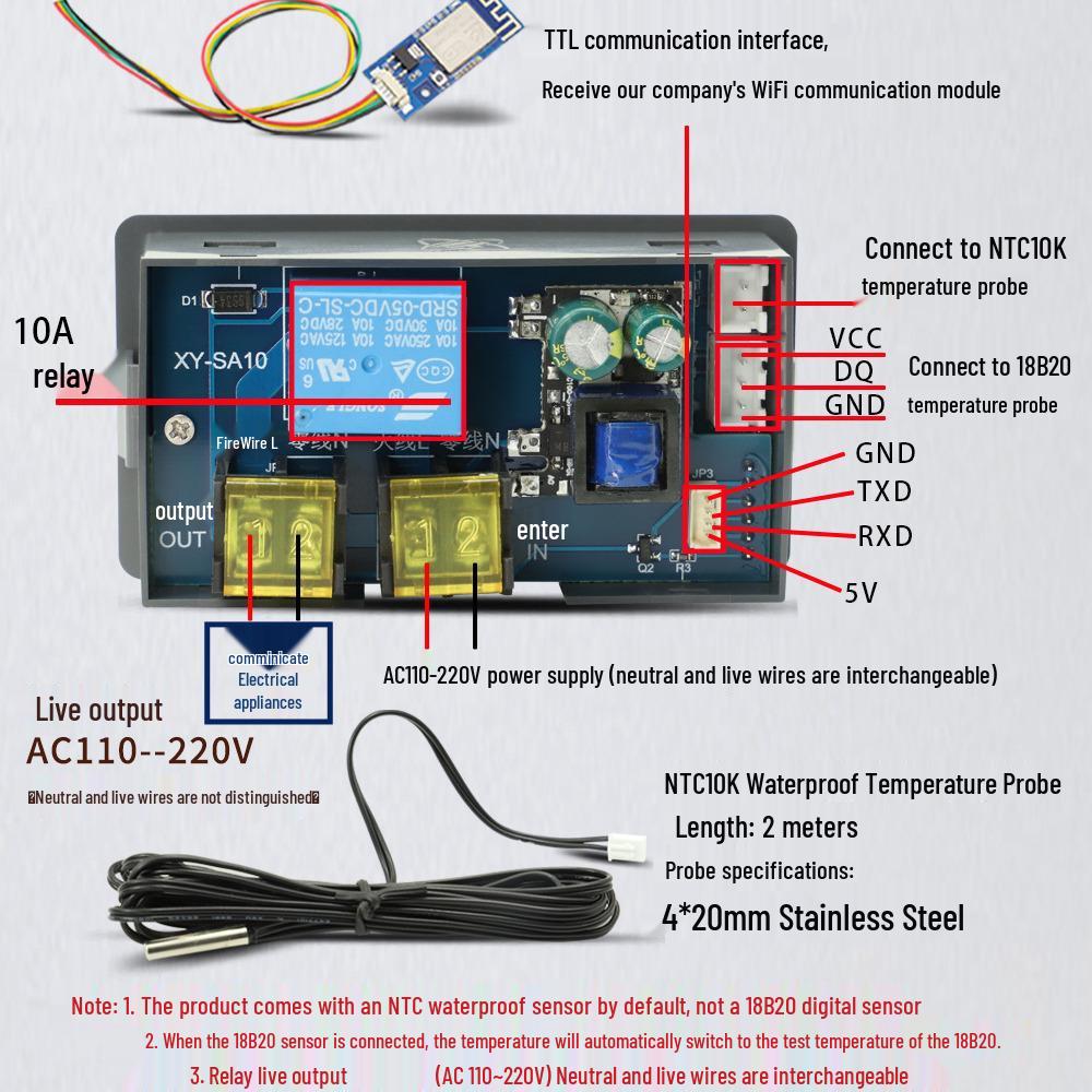 Умный WiFi термостат с цифровым дисплеем и датчиком SA10