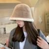 Rabbit Fur Hat Female Face Small Fluffy Bucket Hat Versatile Cold Warm Basin Hat Plush Bucket Hat