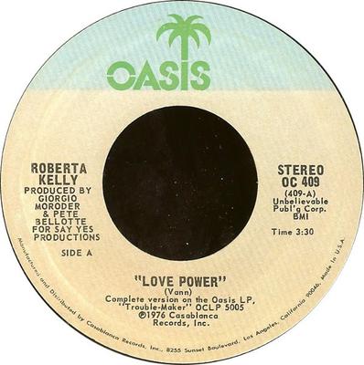 7-дюймовая пластинка ROBERTA KELLY - Love Power OC409 Oasis 1976 US Soul/Funk Б/у
