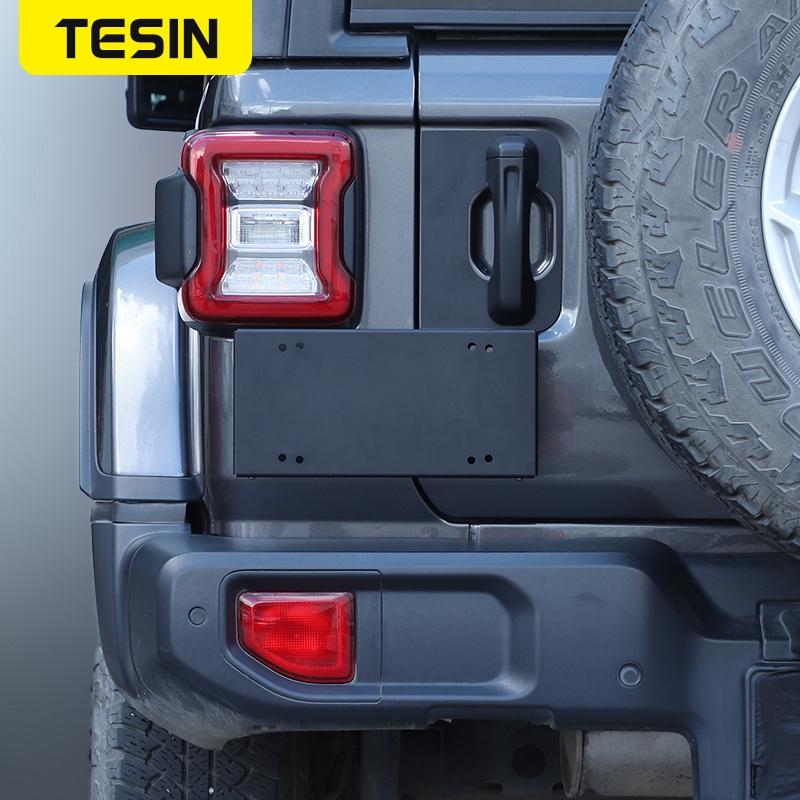 TESIN Car Tailgate Door Grab Handle License Plate Holder Bracket for Jeep Wrangler JL 2018- Car Exterior Accessories