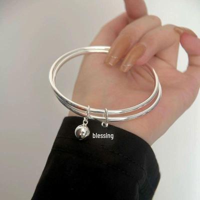 Серебряный браслет с двумя кольцами для благословения: Стиль Sleek Ins, нишевый дизайн, высококачественный женский аксессуар