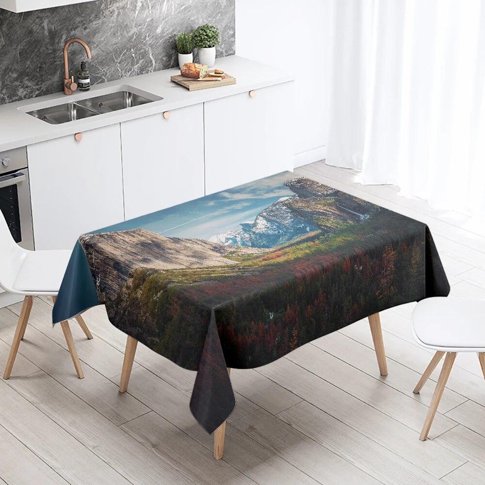 Natural Landscape Tablecloth Camping  Antifouling Waterproof Rectangular  Dining Table Home Decoration