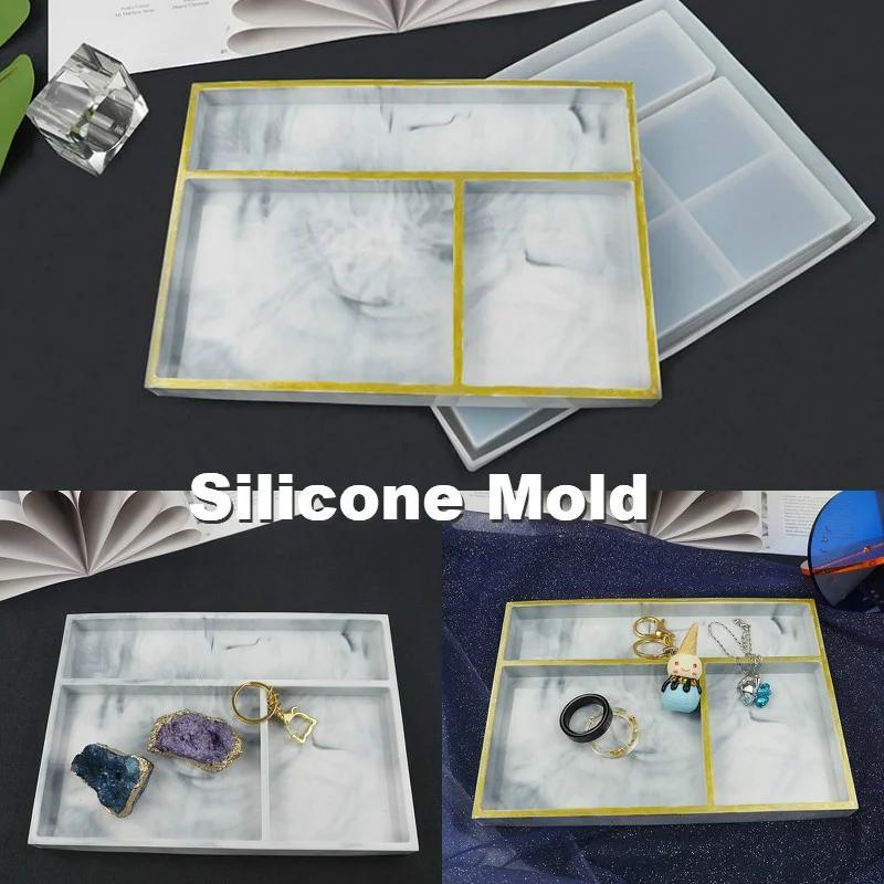 DIY Crystal Epoxy Tray Mold Classification Storage Box Tray Desktop Jewelry Tray Set Table Resin Silicone Mold