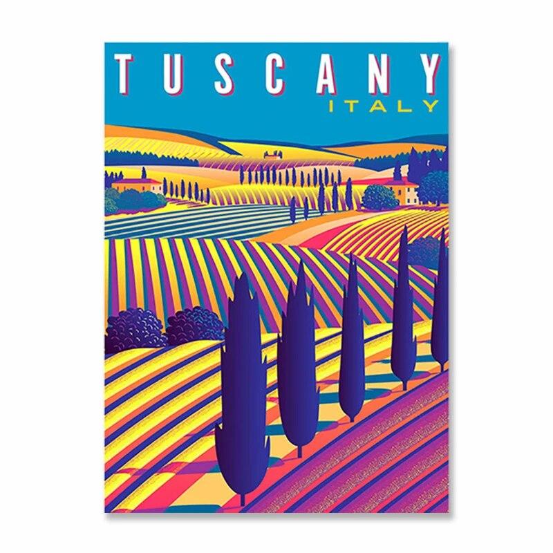 Vintage Famous City Landscape Posters Metal Tin Signs Italy France Greece Hawaii Retro Plate Wall Art Decor for Living Room Home