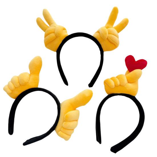 Мужская Женская Повязка на Голову Пародия Дизайн Жеста Большим Пальцем Вверх Универсальная Повязка для Волос Мультяшный Обруч для Волос Фотореквизит Аксессуары для Волос